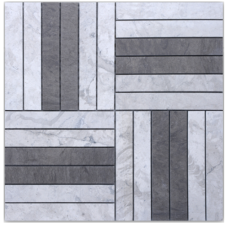 Mosaique cuisine, salle de bain D marco gris 14.8x2.3cm: thala gris et foussana gris sur trame 30x30x1cm