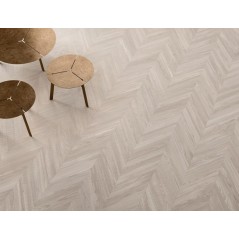 Carrelage salle de bain imitation parquet chevron moderne 9.4x49cm rectifié,  shadewood chevron light au sol