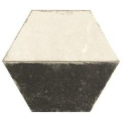 Carrelage hexagone blanc et noir realtrapezvintage B&W 28.5x33cm