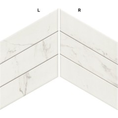 Carrelage imitation marbre blanc 70x40cm, diamond realcalatta chevron Right
