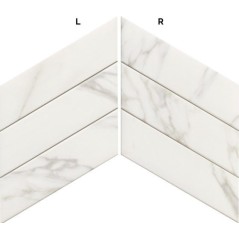 Carrelage diamond realstatuario chevron Left imitation marbre blanc 70x40cm