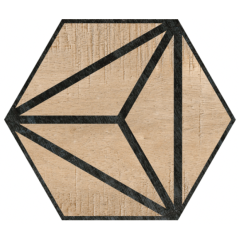 Carrelage hexagone décoré mat effet carreau ciment contemporain 25x22cm Dif tribeca