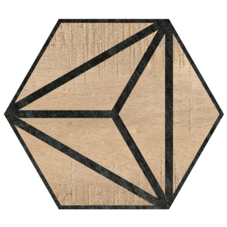 Carrelage hexagone décoré mat effet carreau ciment contemporain 25x22cm Dif tribeca