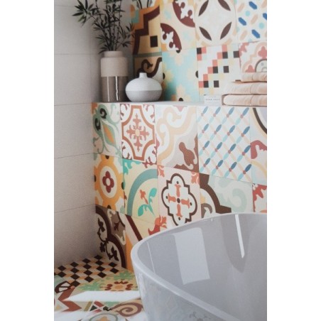 Carrelage salle de bain réalhanoi saumon décor 33x33cm (36 decor différents) effet carreau ciment 
