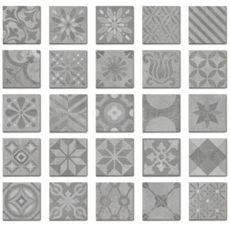 Carrelage patchwork disignum grey imitation carreau ciment 25x25x0.9cm dif
