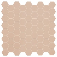 Mosaique hexagonale rose mat salle de bain cuisine sol et mur, mini tomette , 4.3x3.8cm sur trame 31.6x31.6cm terrahexarosy