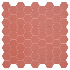 Mosaique hexagonale mini tomette rouge cerise mat sol et mur 4.3x3.8cm sur trame 31.6x31.6cm terx hexamat cherry