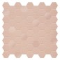 Mini tomette mosaique hexagone rose mat sol et mur effet tissu 4.3x3.8cm sur trame 31.6x31.6cm terx hexamix rosy