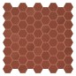 Mini tomette mosaique hexagone rouge foncé mat effet tissu sol et mur 4.3x3.8cm sur trame 31.6x31.6cm terx hexamix rusty