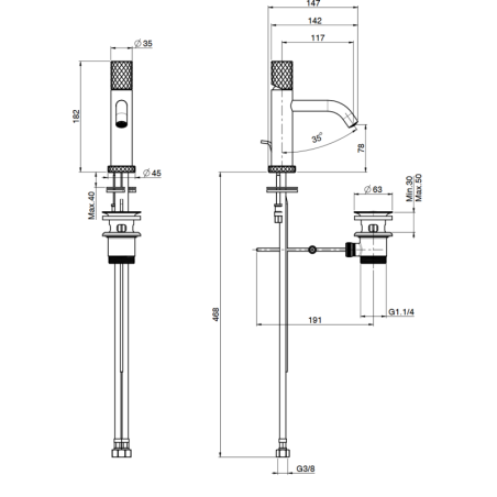 Mitigeur lavabo spillotech chromé blanc F3031XSXBS