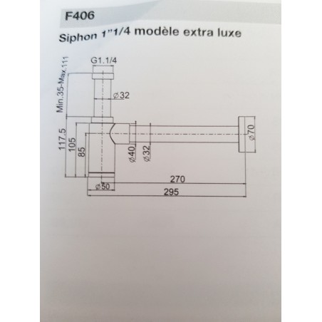 Siphon rond chromé F406CR design en laiton pour lavabo