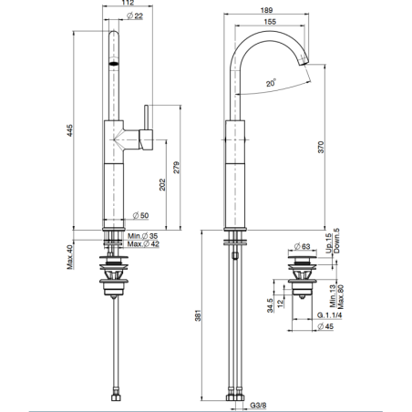 Mitigeur lavabo spilloup noir mat F3041NS