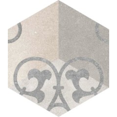 Carrelage imitation carreau de ciment hexagone mat décoré  23x26.6 cm V kunashir multicolor