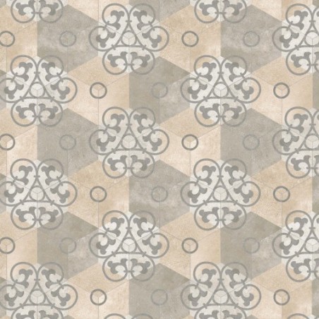 Carrelage imitation carreau de ciment hexagone mat décoré  23x26.6 cm Vivkunashir multicolor