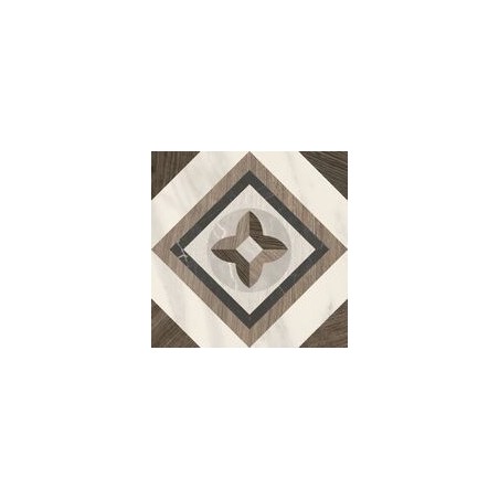 Carrelage effet parqueterie bois foncé et marbre incrusté, sol et mur, 20x20cm rectifié, santaintarsi glam 02, R10