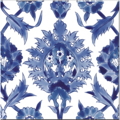 Carrelage peint émaillé à la main décor oriental 20x20x0.8cm Dif palmyre bleu