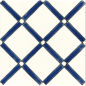 Carrelage décoré émaillé à la main Dif pergola bleu sur fond ivoire brillant 20x20x0.8cm