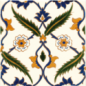 Carrelage décoré Dif ottoman brillant sur fond ivoire brillant 20x20x0.7cm tradition