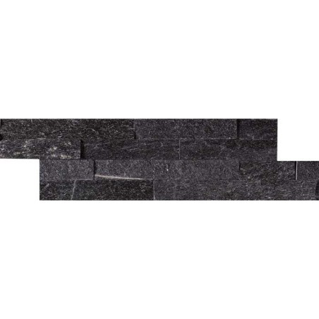 Parement en pierre noir brillant fachaleta quartz negra 15x55x2cm mos