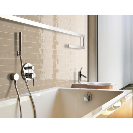 Carrelage salle de bain rectangulaire contemporain vison brillant equipcountry