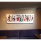 Peinture moderne, tableau contemporain figuratif, acrylique sur toile 150x50cm représentant des hommes qui marchent en couleur