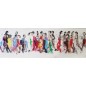 Peinture moderne, tableau contemporain figuratif, acrylique sur toile 150x50cm représentant des hommes qui marchent en couleur