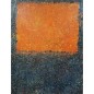 Peinture contemporaine, tableau moderne abstrait, acrylique sur toile 116x89cm intitulée fenêtre orange.