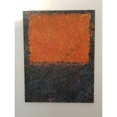 Peinture contemporaine, tableau moderne abstrait, acrylique sur toile 116x89cm intitulée fenêtre orange.