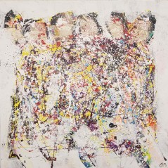 Peinture contemporaine, tableau moderne abstrait, acrylique sur toile 100x100cm intitulée: jogging2.
