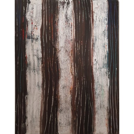 Tableau contemporain, peinture moderne abstraite, acrylique sur toile 116x89cm intitulée troncs.