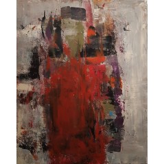 Peinture contemporaine, portrait, tableau moderne figuratif, acrylique sur toile 100x73cm intitulée: homme en rouge.