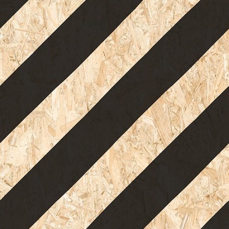 Carrelage effet bois aggloméré mat strié de bandes noires , décor, 59.3x59.3cm rectifié,  R10, VIV strand nenets naturel noir