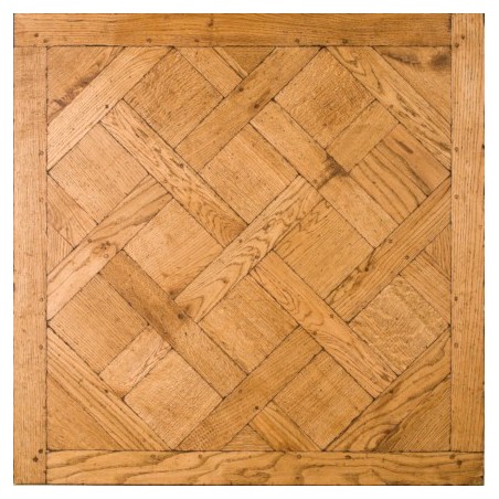Plancher versailles chêne massif français vielli ancien, vieilli doré antique, ép : 21 mm , 98cmx98cm