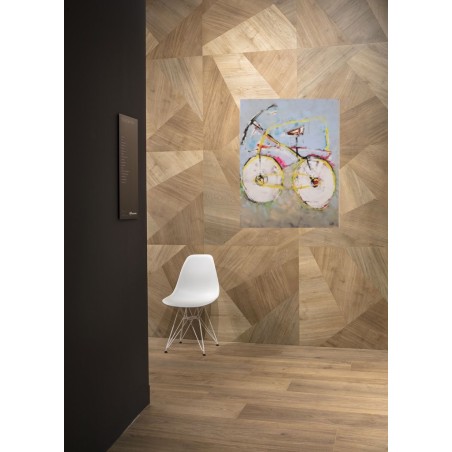 Carrelage imitation opus de bois tranché décoré foncé, sol et mur 90x90cm rectifié, santapwood mix