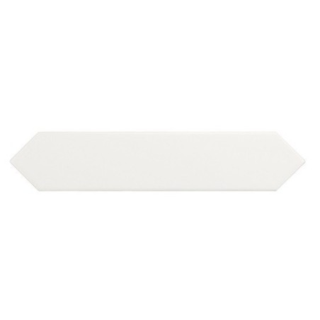 Carrelage navette plat contemporain blanc brillant uni mur 5x25x0.9cm, eqxarrow white 25835