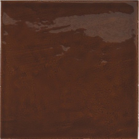 Carrelage imitation Zellige marron chocolat brillant, eqxvillage wallnut brown rectangle et carré