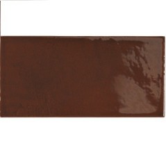 Carrelage imitation Zellige marron brillant, eqvillage wallnut brown pour la crédence