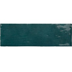 Carrelage imitation Zellige bleu turquoise brillant, eqriviera quetzal